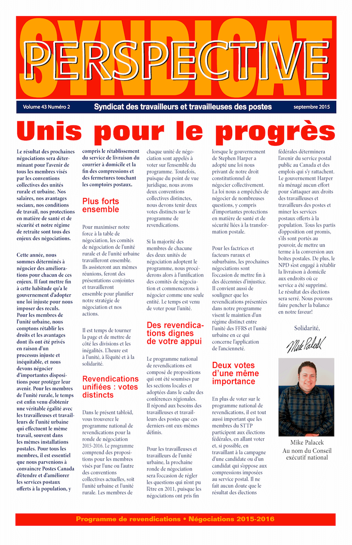 Programme de revendications de l’unité urbaine et de l’unité des FFRS (2015-2016) *sous réserve de son approbation par les membres