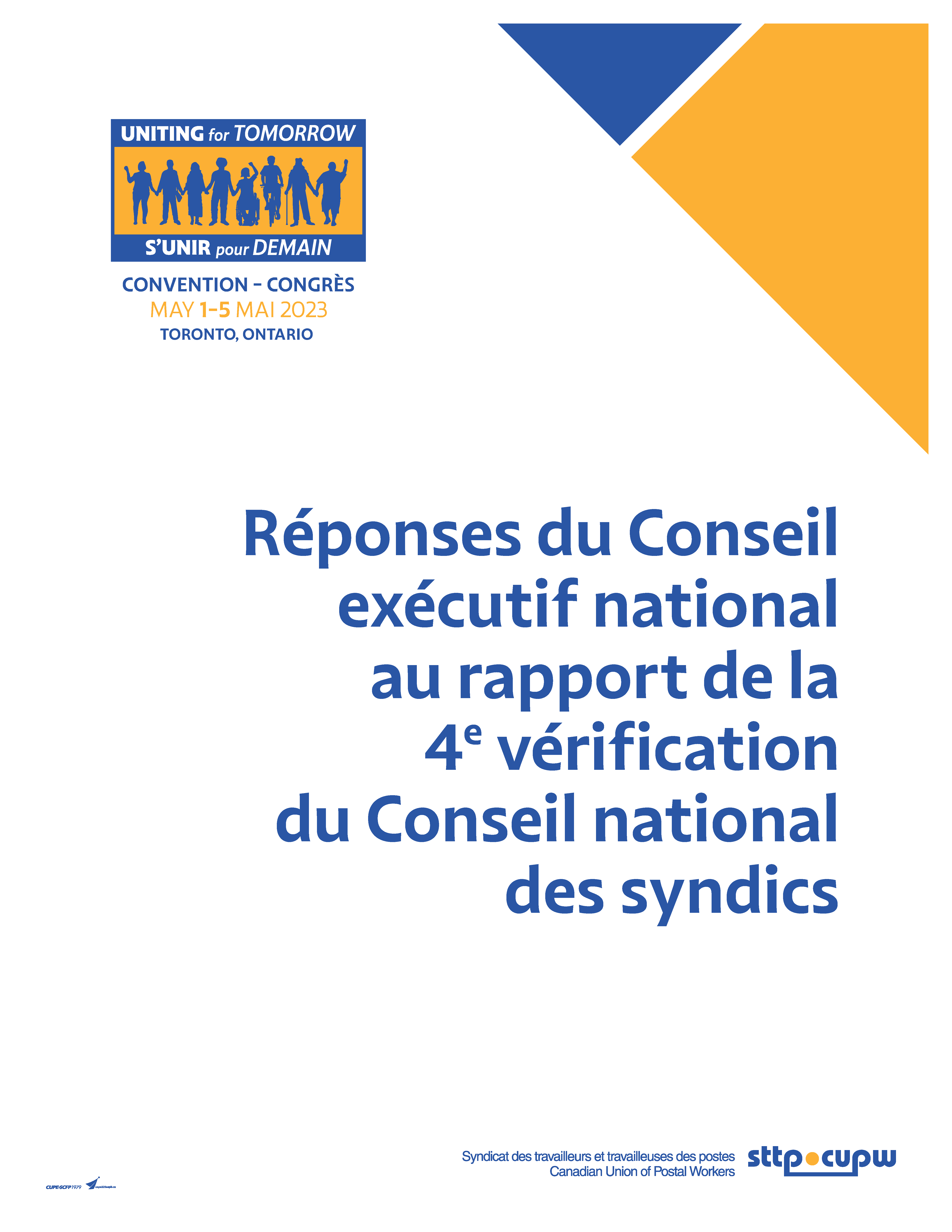 Réponses du Conseil exécutif national au rapport de la 4e vérification du Conseil national des syndics (2023)