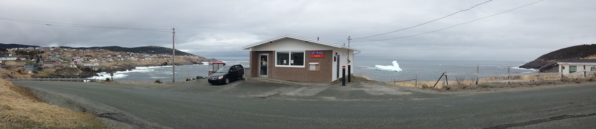 Panoramic image of a post office on the coast of Newfoundland Panoramic image of a post office on the coast of Newfoundland