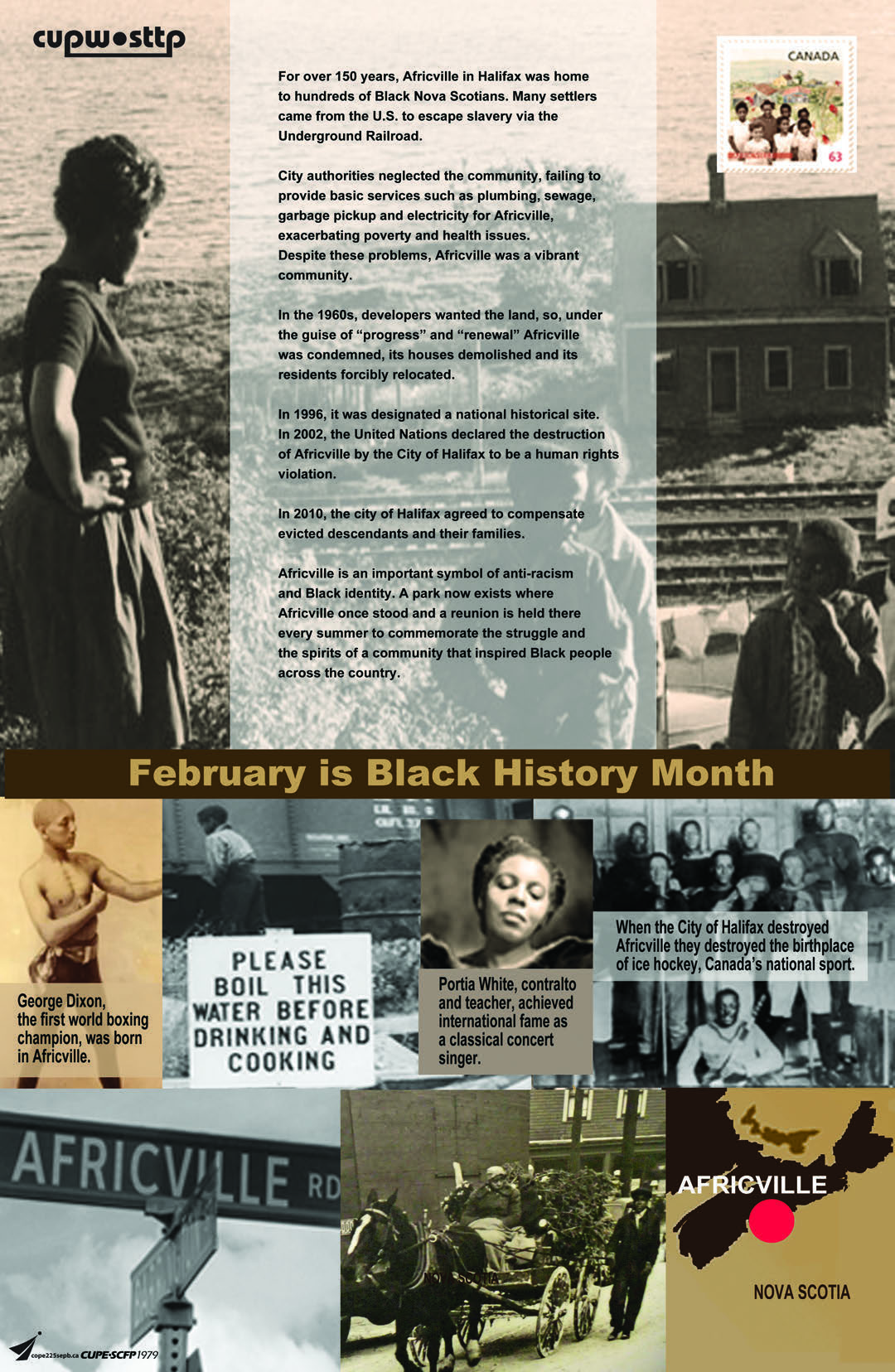 Our poster this year features Africville, a small rural community in Halifax, Nova Scotia, originally settled by black people fleeing slavery and persecution in the United States. But, sadly not surprisingly, the residents of Africville had to endure raci