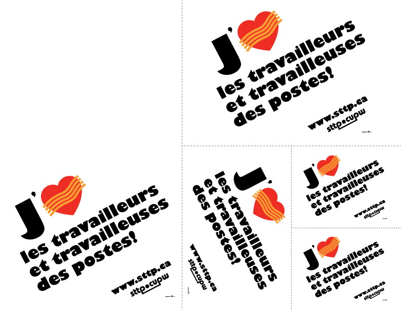 J’<3 les travailleurs et travailleuses des postes! - Affiches à imprimer et à découper (formats variés)