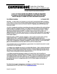 L'avenir de Postes Canada sera débattu à la table de négociation