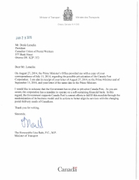 from Lisa Raitt, Jan 29 2015