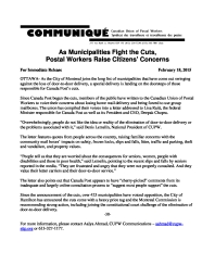 As Municipalities Fight the Cuts,  Postal Workers Raise Citizens’ Concerns 