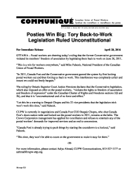 Posties Win Big: Tory Back-to-Work Legislation Ruled Unconstitutional