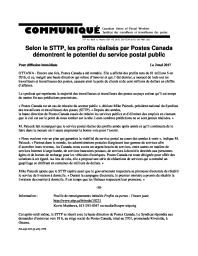 Selon le STTP, les profits réalisés par Postes Canada  démontrent le potentiel du service postal public