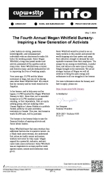 The Fourth Annual Megan Whitfield Bursary - Inspiring a New Generation of Activists