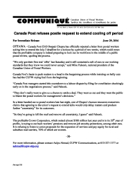 Canada Post refuses postie request to extend cooling off period