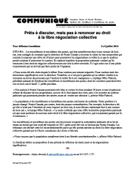 Prêts à discuter, mais pas à renoncer au droit à la libre négociation collective