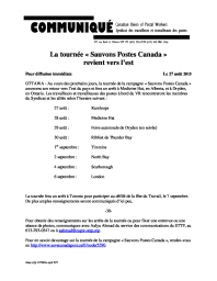 La tournée « Sauvons Postes Canada »  revient vers l’est