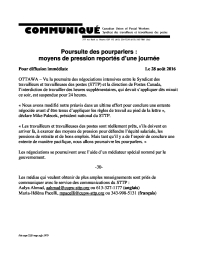 Poursuite des pourparlers :  moyens de pression reportés d’une journée