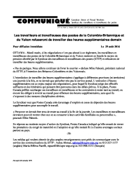 STTP : pas d’heures supplémentaires en Colombie-Britannique et au Yukon