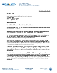 CUPW Raises Additional Concerns about the Canada Post Review