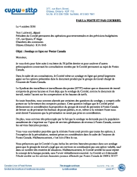 Le STTP alarmé par le questionnaire sur Postes Canada mis en ligne par le Comité