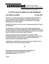 Le STTP se porte à la défense de Lynda Kitchikeesic