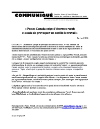 « Postes Canada exige d’énormes reculs et essaie de provoquer un conflit de travail »
