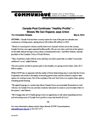 Canada Post Continues “Healthy Profits” –  Shows We Can Expand, says Union