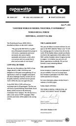 “Another world is needed. Together, it is possible.” - World Social Forum - Montreal, August 9-14, 2016