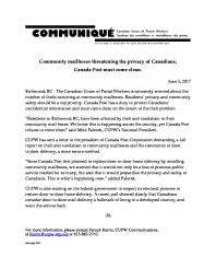 Community mailboxes threatening the privacy of Canadians,  Canada Post must come clean