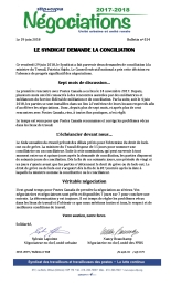 Le Syndicat demande la conciliation