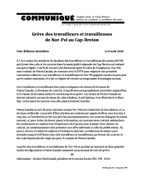 Grève des travailleurs et travailleuses  de Nor-Pel au Cap-Breton