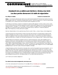 Poursuite de la grève aux postes à l’échelle du pays