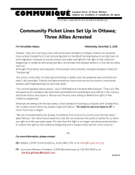 Community Picket Lines Set Up in Ottawa; Three Allies Arrested