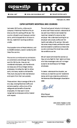 CUPW Supports Montreal Bike Couriers