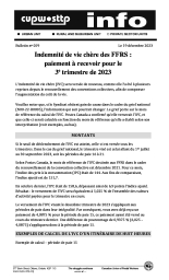 Indemnité de vie chère des FFRS :  paiement à recevoir pour le  3e trimestre de 2023 