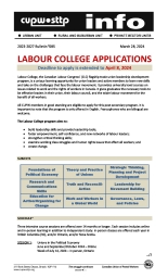 Labour College Applications - Deadline to apply is extended to April 8, 2024