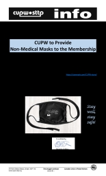 CUPW to Provide Non-Medical Masks to the Membership