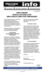Unité urbaine - Échelle salariale des employées et employés temporaires