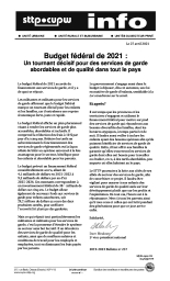 Budget fédéral de 2021 :  Un tournant décisif pour des services de garde abordables et de qualité dans tout le pays