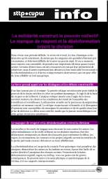 La solidarité construit le pouvoir collectif Le manque de respect et la désinformation créent la division