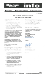 Délégation syndicale à Cuba du 28 avril au 4 mai 2019