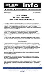 Unité urbaine - Sécurité d’emploi et postes vacants du groupe 2