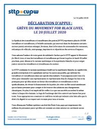 Déclaration d’appui : Grève du Movement for Black Lives,  le 20 juillet 2020