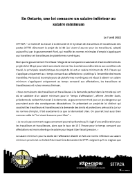 En Ontario, une loi consacre un salaire inférieur au salaire minimum