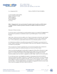 Lettre au premier ministre Trudeau : Engagement de votre gouvernement d’examiner toutes les options possibles durant l’examen...