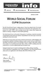 World Social Forum CUPW Delegation