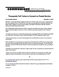 Thousands Tell Tories to Consult on Postal Service