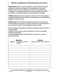 Pétition demandant au gouvernement d’exiger de Postes Canada qu’elle offre des services bancaires postaux