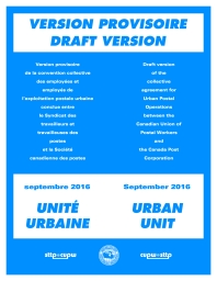 Draft version of the  collective agreement for  Urban Postal Operations ...
